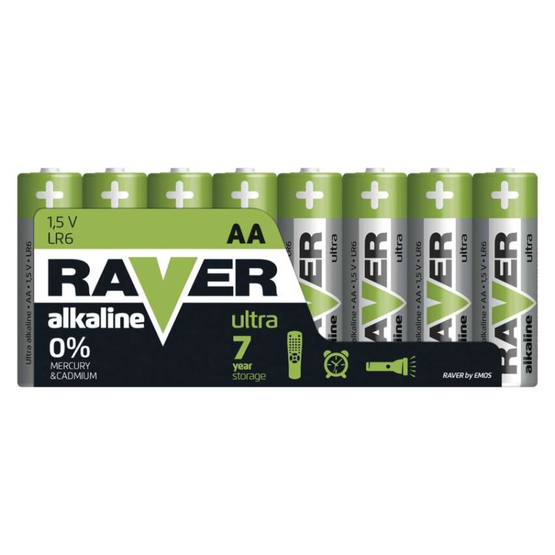 RAVER Alkáli elem AA 8db/fólia