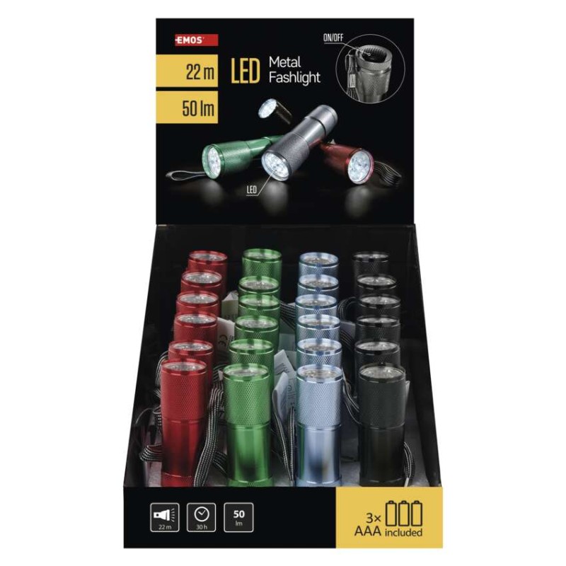 EMOS LED zseblámpa 50lm 3xAAA 24db display box - Image 2