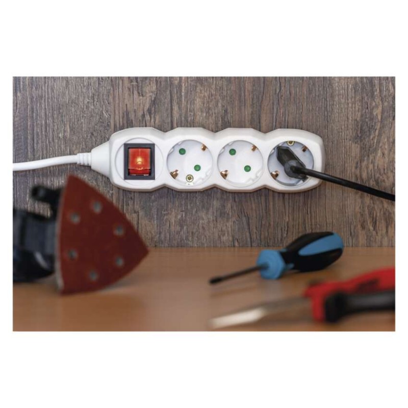 Hosszabbító 2 m / 6 aljzat / kapcsolós / fehér / PVC / 1 mm2 - Image 3