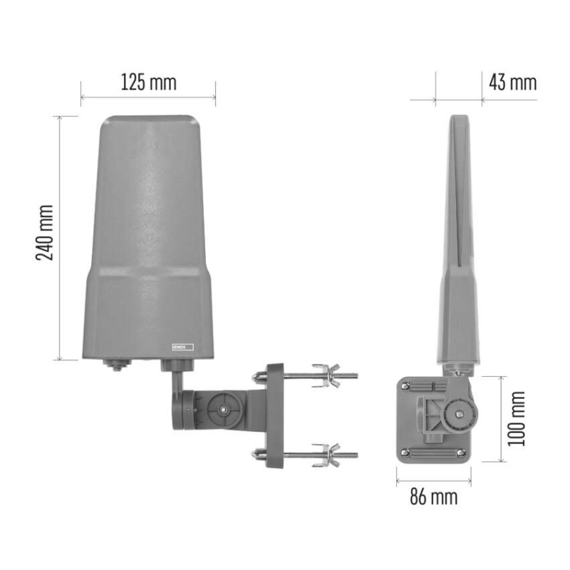 Univerzális antenna VILLAGE FLIPP–V200, DVB-T2, DAB, LTE/4G/5G szűrő - Image 2