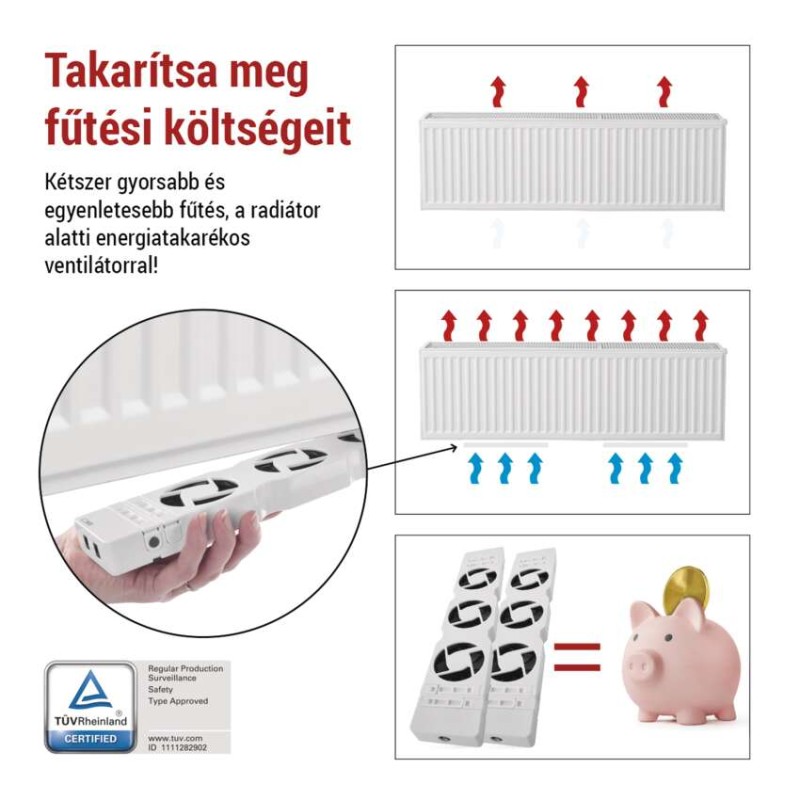 Radiátor fűtéserősítő ventilátor DUO, fehér - Image 2