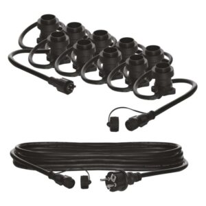 Sorolható fényfüzér 10 db E27 foglalattal, START SZETT, 7,35 m, kültéri és beltéri