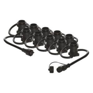 Sorolható fényfüzér 10 db E27 izzóval, tápvezeték nélkül, 7,35 m, kültéri és beltéri