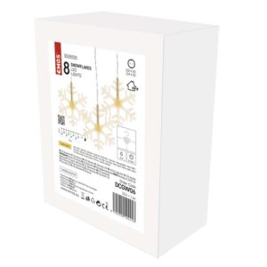 LED karácsonyi fényfüggöny – hópelyhek, 84 cm,  kültéri és beltéri, meleg fehér