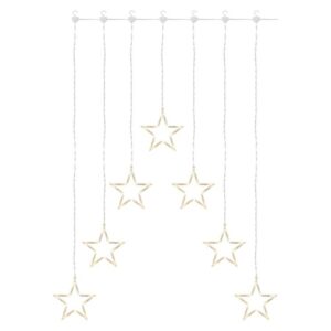 LED karácsonyi fényfüggöny – 7 csillag, 67x125cm, kültéri és beltéri, meleg fehér