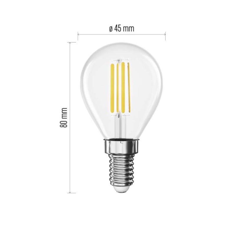 LED izzó Filament Mini Globe / E14 / 7 W (75 W) / 1055 lm / meleg fehér - Image 2