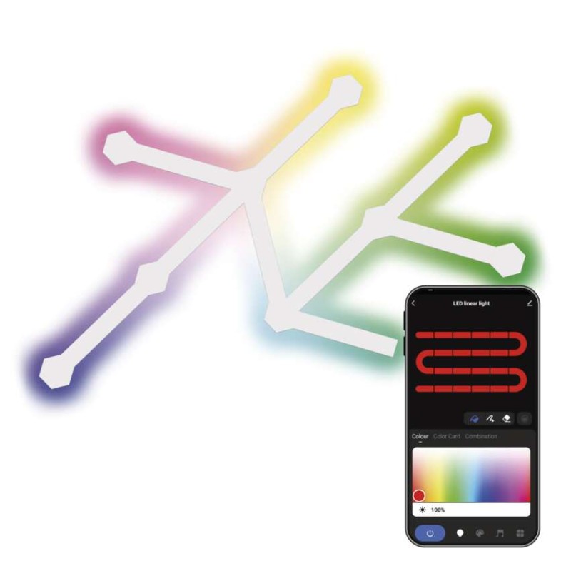 GoSmart LED lámpatest Lines fehér, 9 részből álló, 34 W, RGBIC dimmelhető, WiFi