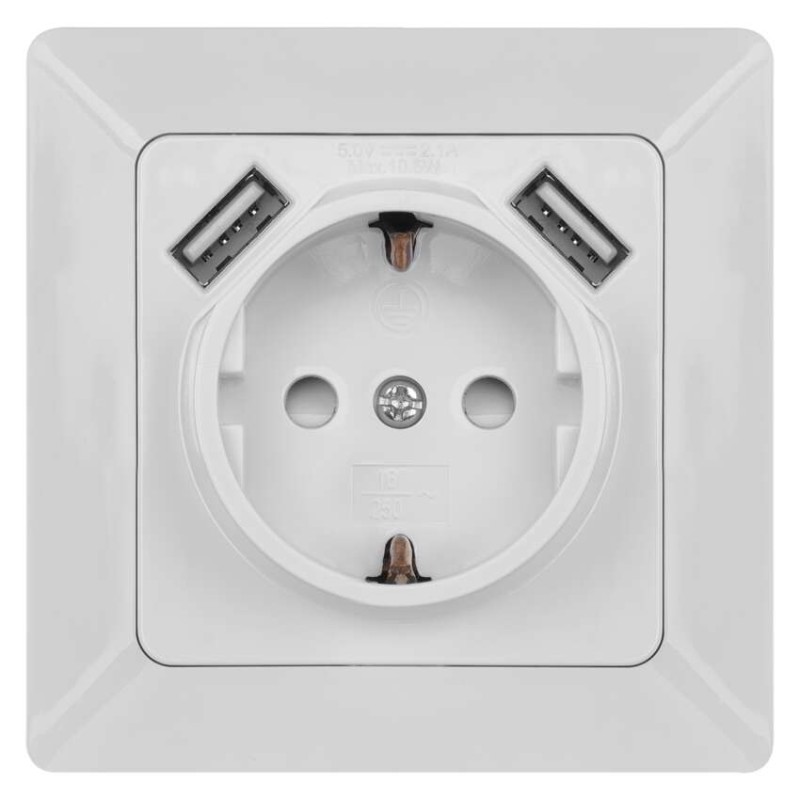 EMOS Aljzat USB csatlakozóval, SCHUKO fehér - Image 2