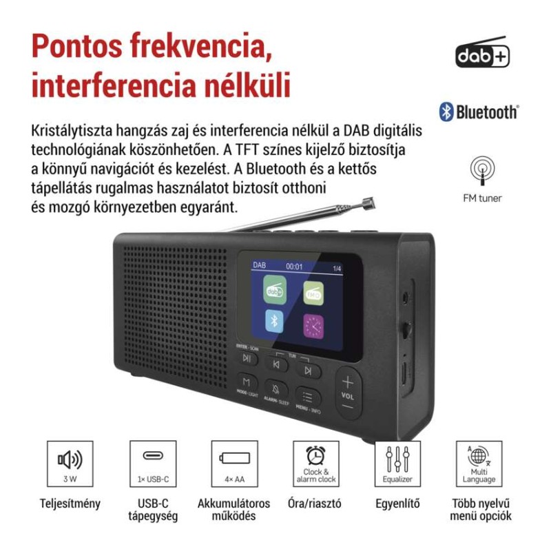 Hordozható rádió Bluetooth, DAB / DAB+ / FM, fekete színű - Image 3