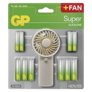 GP Super Alkáli elem AA 12db + AAA 12db + Ventilátor